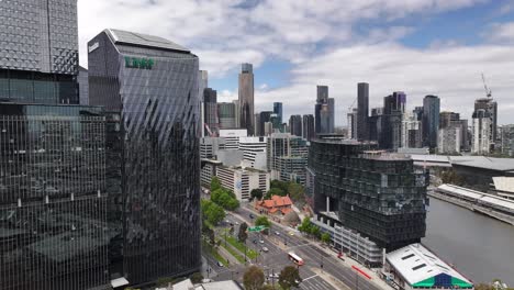 melbourne city skyline aerial view