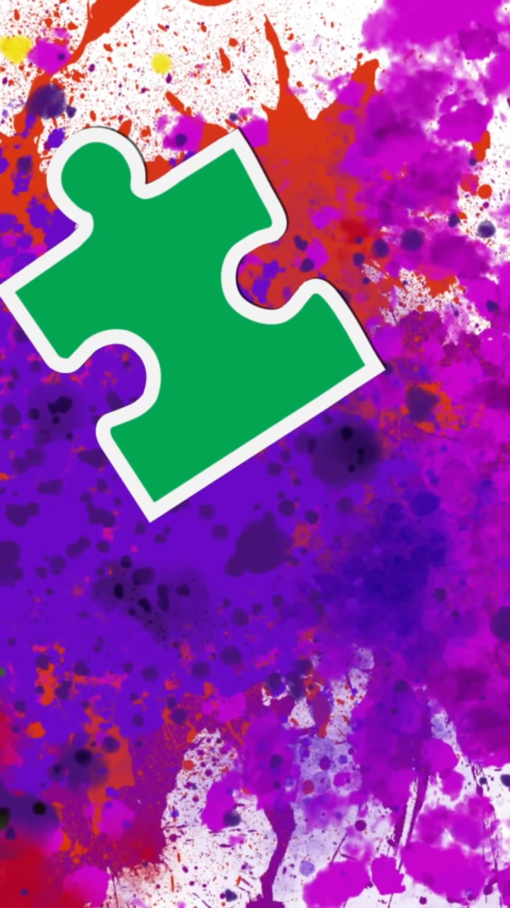 Animazione di un puzzle colorato su macchie colorate