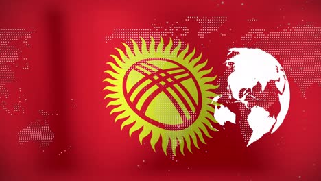 animation of data processing over flag of kyrgyzstan