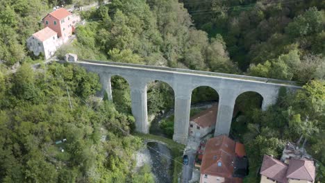 ancient roman aqueduct view from a drone