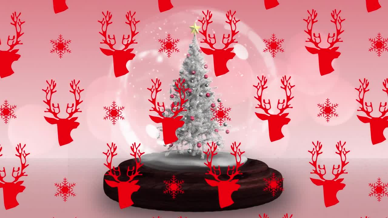 스노우 글로브에 크리스마스 트리 위에  ⁇ 는 별 위에 원활한 패턴의 사 ⁇  아이콘