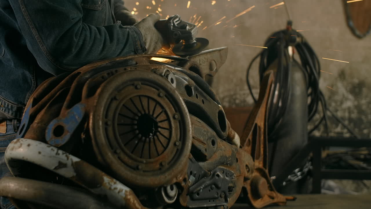 Metal Artist Working on a Unique Sculpture