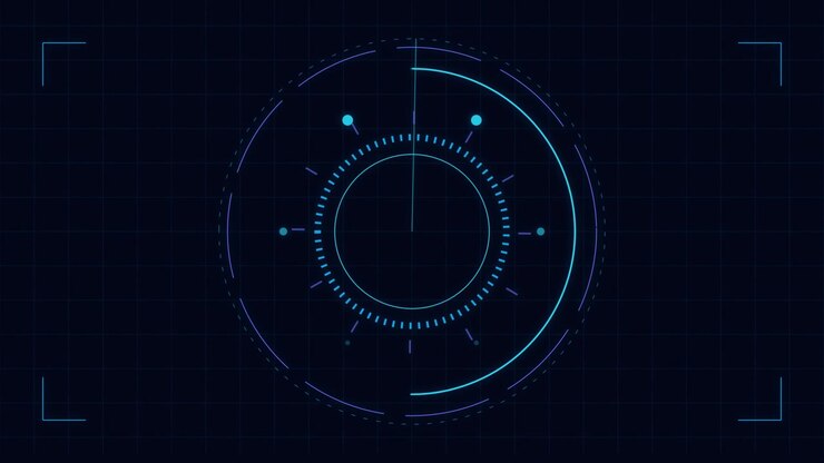 Digital Radar Interface Scanning on Dark Grid Background