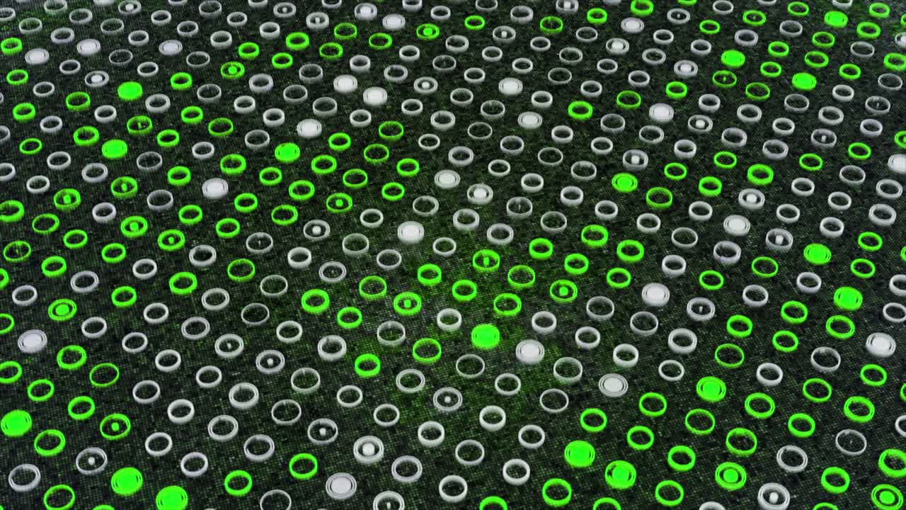 Abstract Geometric Pattern of Circles and Rings in Green and White