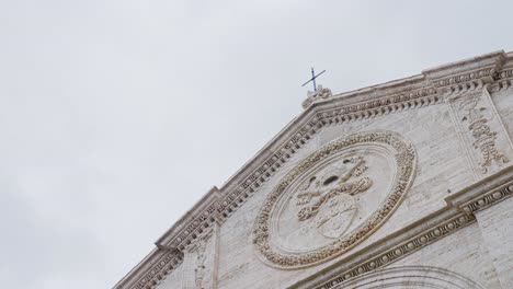 pienza cathedral exterior at piazza pio ii in pienza - unesco world heritage site in tuscany italy