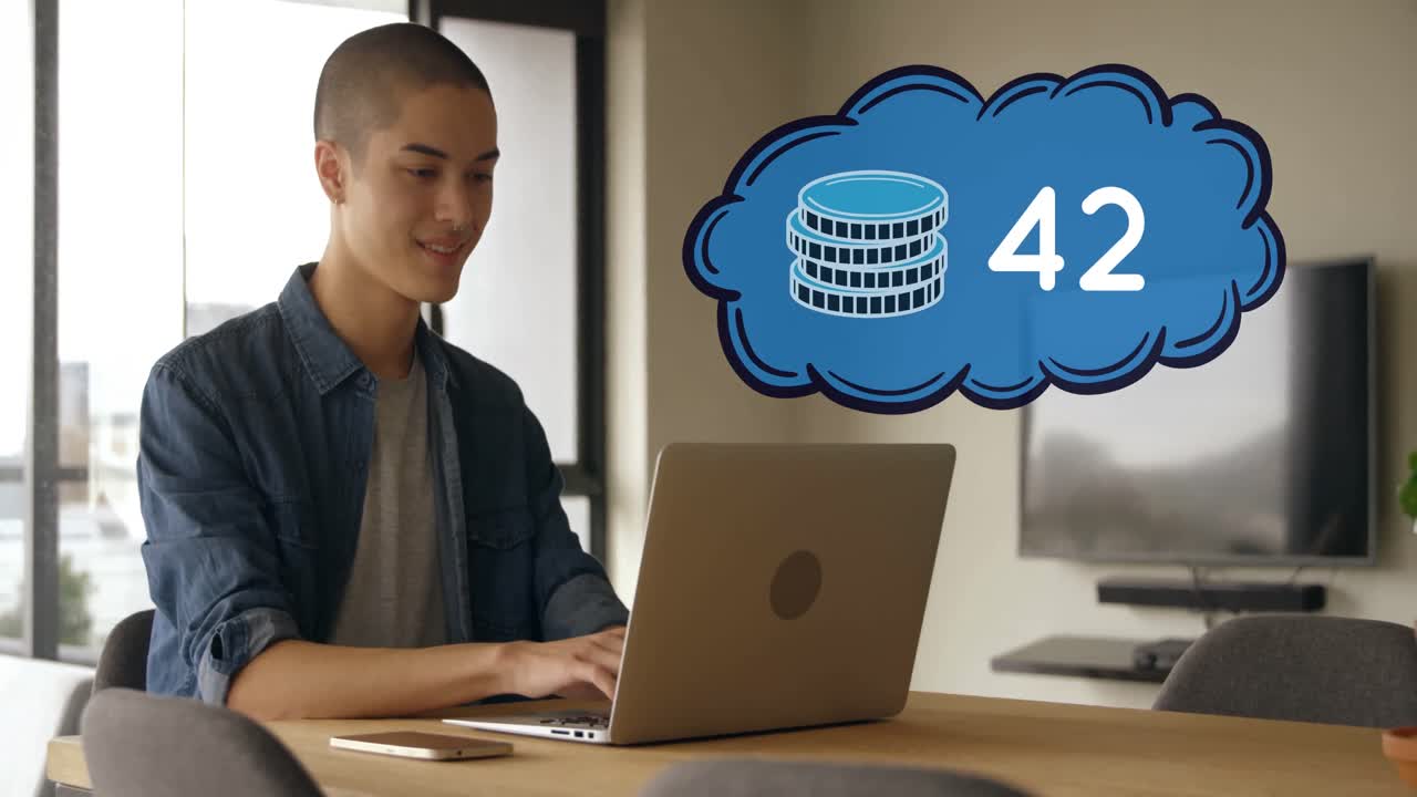 Man typing on his laptop in a meeting room 4k