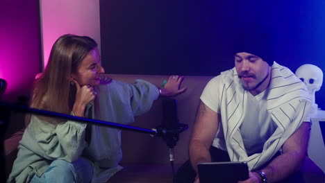 podcast interview in studio