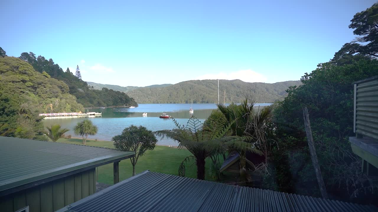 Time Lapse of Sunny Morning on Canvastown, New Zealand Waterfront