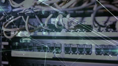 animation of network of connections over computer server hardware