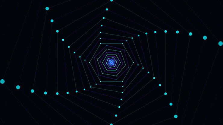 Abstract Geometric Tunnel with Rotating Hexagonal Patterns