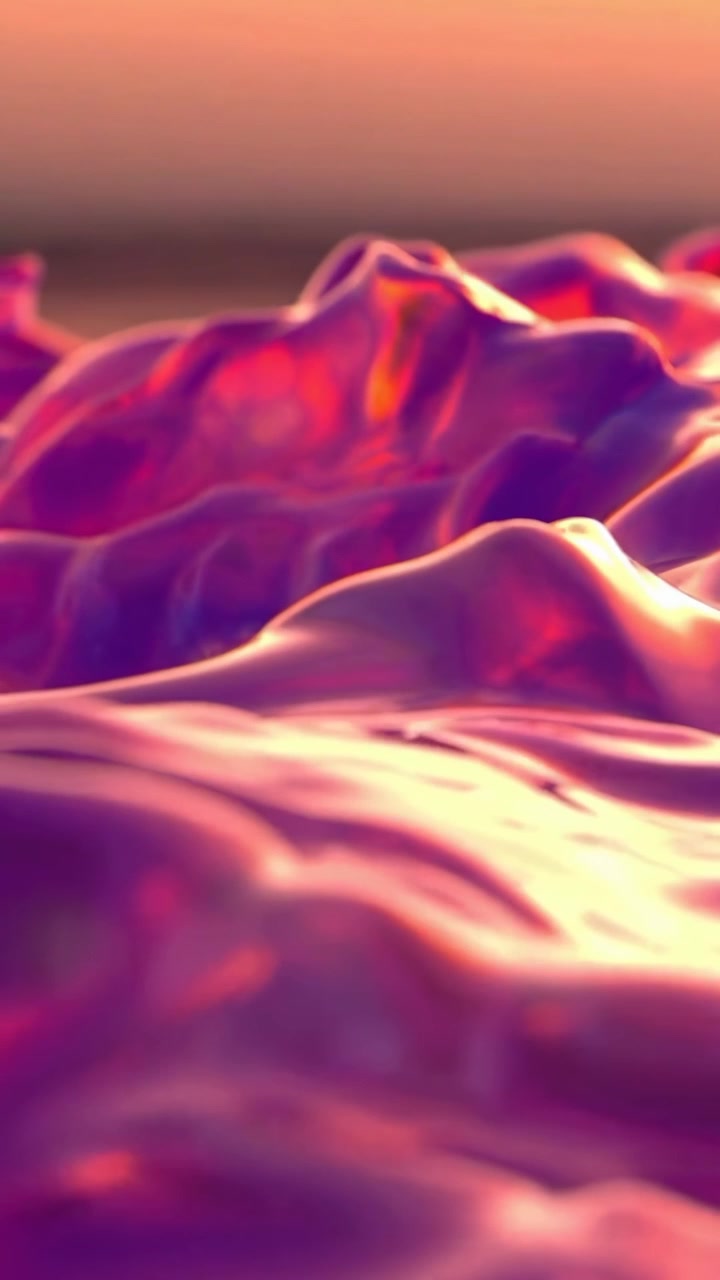 Abstrakt 3D-animation af en flydende lilla og orange overflade