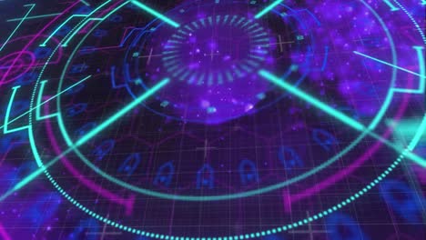 Animation-of-spots-with-scope-scanning-on-black-background