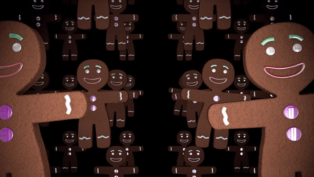 끊임없는 진저브레드 남성 쿠키가 원활하게 루프되는 비디오 배경