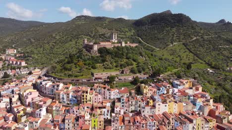 a breathtaking aerial perspective captures the enchanting castle and historic town of bosa, sardinia