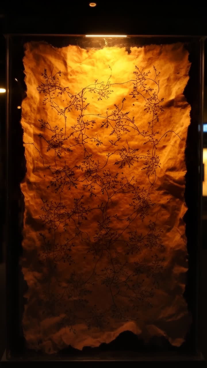 Backlit Textured Artwork with Organic Branch Patterns