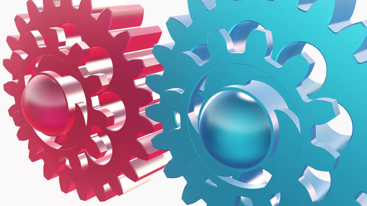 Two rotating colorful cog gears