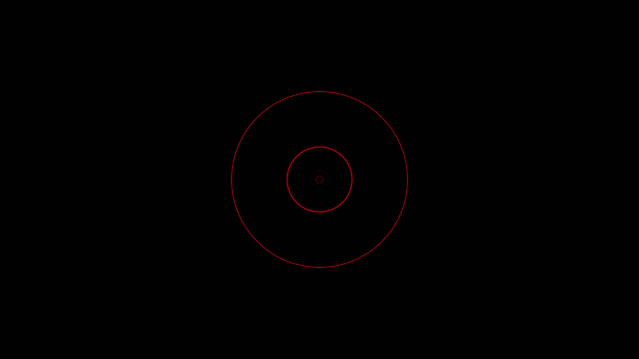 Dynamic Visual effects VFX of red circles, rings, and shapes pulsing and transitioning on black background. VJ loop for music events, clubs, or abstract presentations. High energy motion graphic