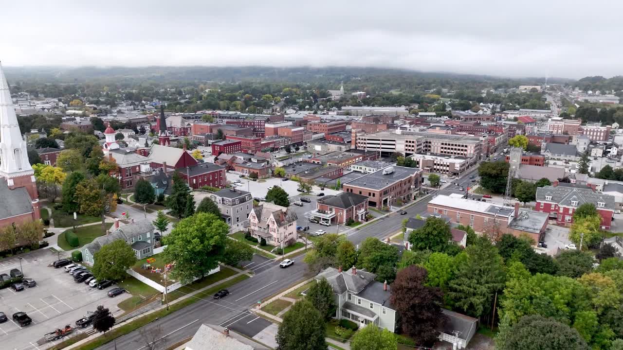 Aerial View of a Small Town on an Overcast Day