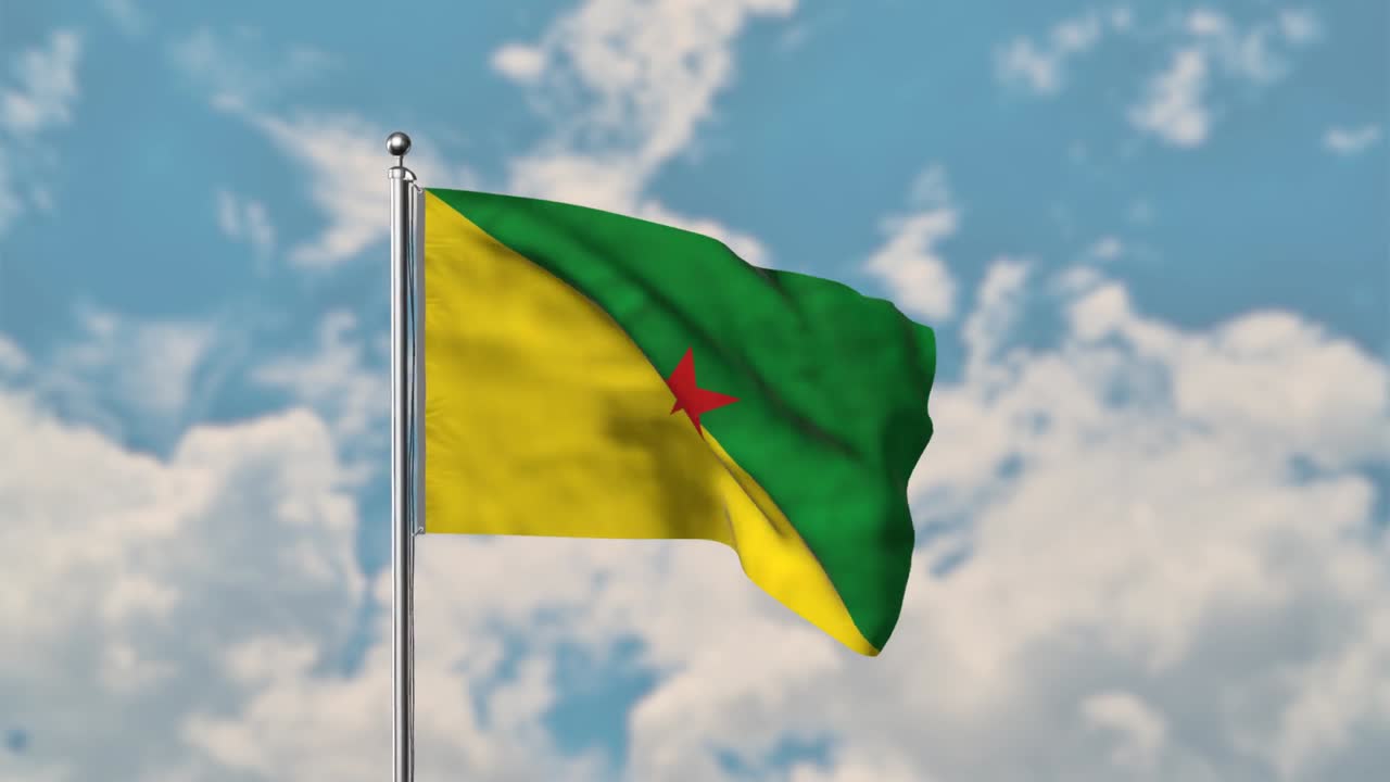 Fransk Guianas flag vajende på den blå himmel – realistisk 4k-video