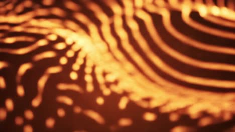 dynamic waves of orange and yellow light flow across a surface, creating mesmerizing patterns in an urban setting at night. the energetic display captivates viewers with its vibrant colors.