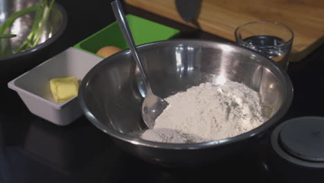 preparing dough ingredients