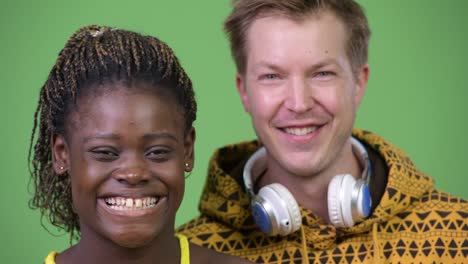 young multi-ethnic couple smiling together