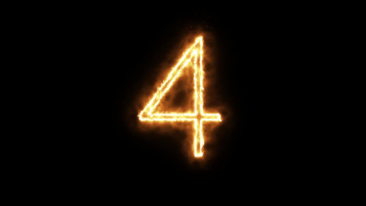 el fuego número 4 de la llama ardiente. el número cuatro hecho de la llama del fuego.