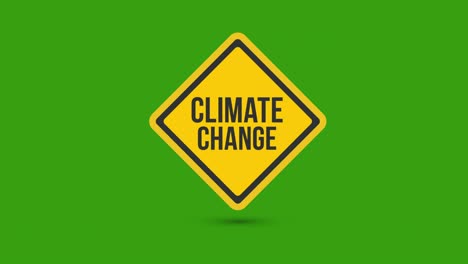 climate change yellow road sign