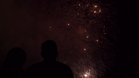 silhouettes of people watching fireworks