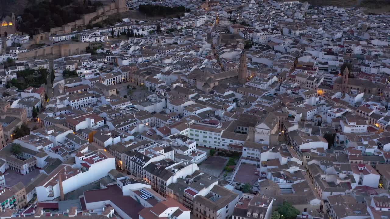 Aerial View of a Spanish Town at Dawn/Dusk