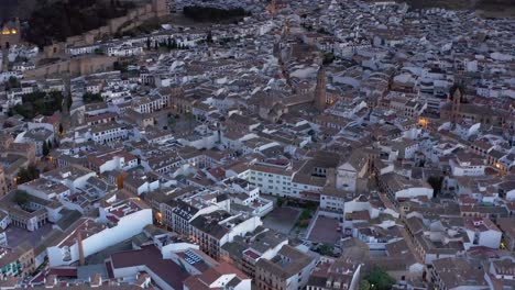 aerial view of a spanish town at dawn/dusk