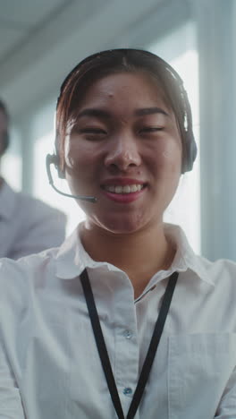 woman working at call center