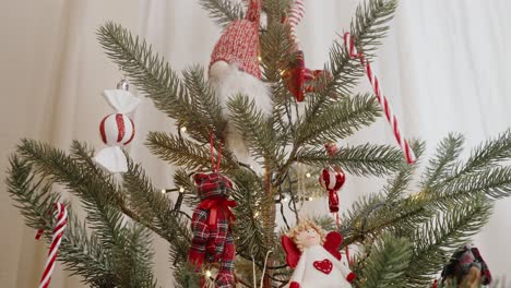 decorated christmas tree close-up. cozy feel