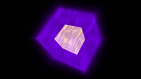 futuristic abstract cube purple glow brown fly over waveform sound audio music ball oscillation, visualization wave technology digital surface