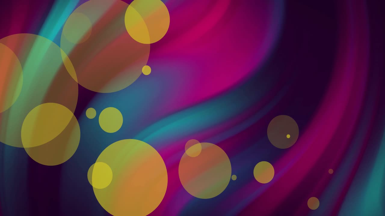 Animazione di punti luce gialli su forme rosa su sfondo nero