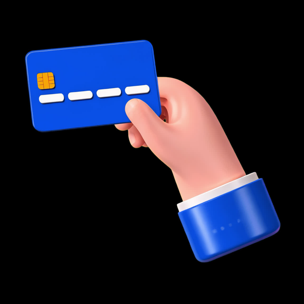 Businessman holding credit card animation isolated asset, transparent 4K video, alpha channel