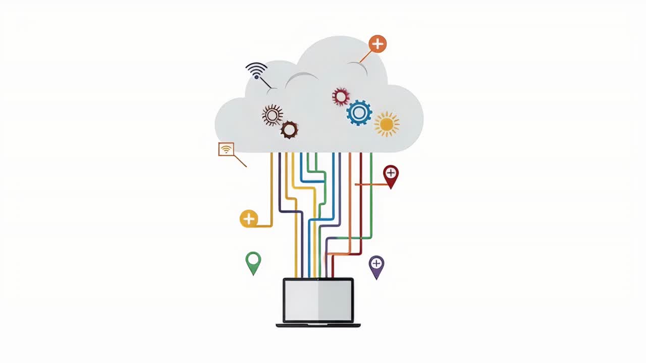 Cloud Computing Technology with Data Flowing to a Laptop