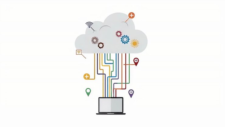 Cloud Computing Technology with Data Flowing to a Laptop