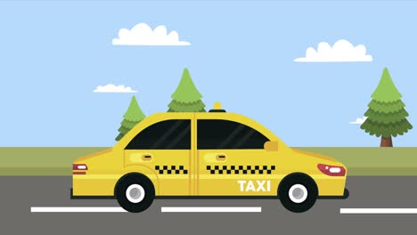 taxi on the road scene