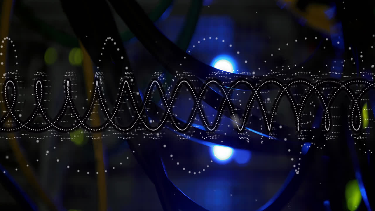 Animation of shapes and spots over server room