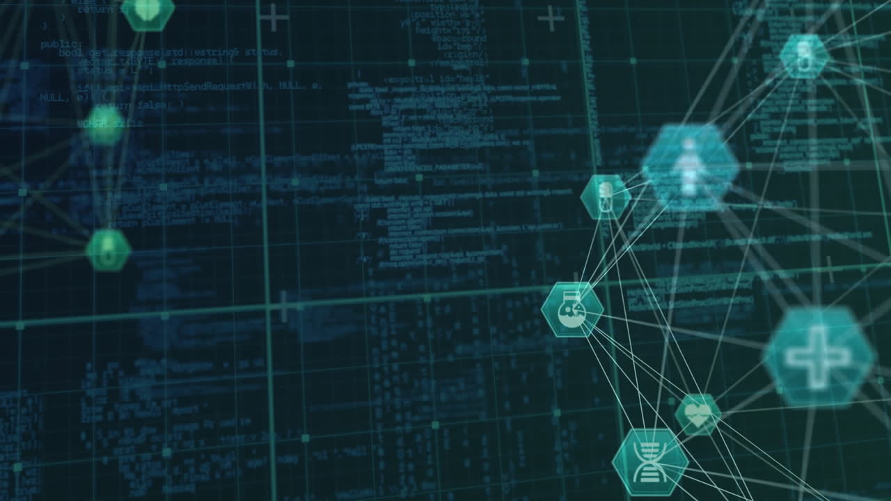Globe of digital icons against data processing
