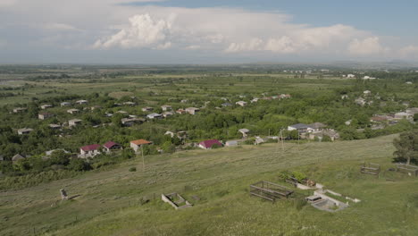 rural countryside in georgia and medieval samtsevrisi orthodox church