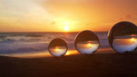 magic beautiful sky view of sunset in crystal balls.