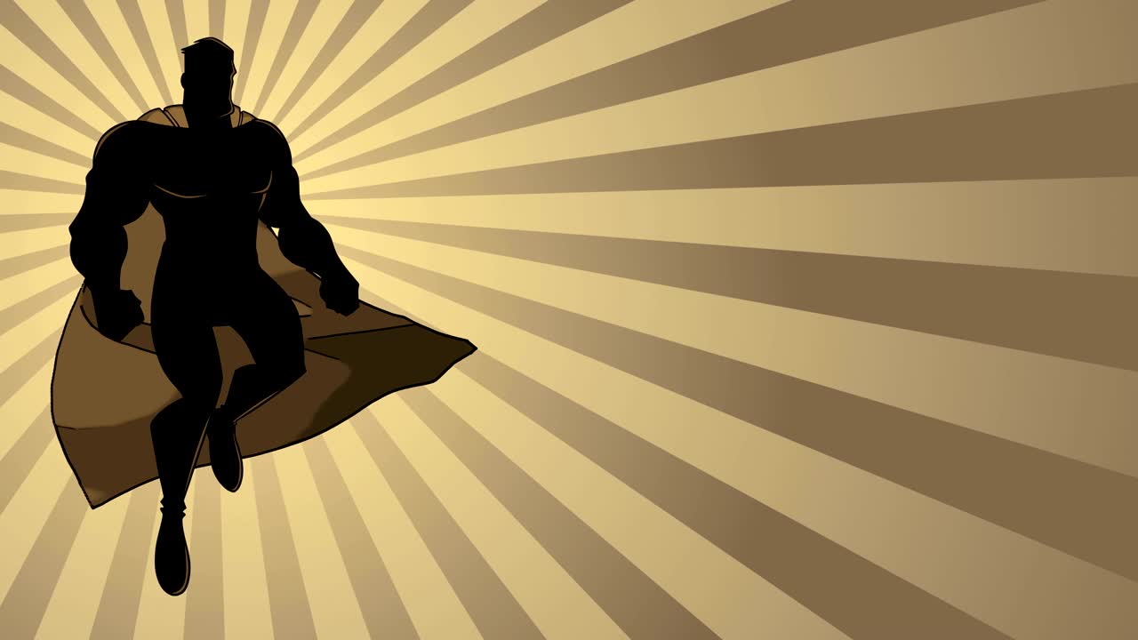 superhéroe volando rayos de luz silueta 2