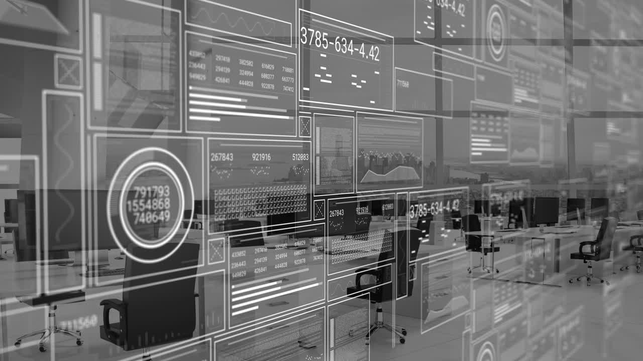 animación de la interfaz con procesamiento de datos contra la oficina vacía