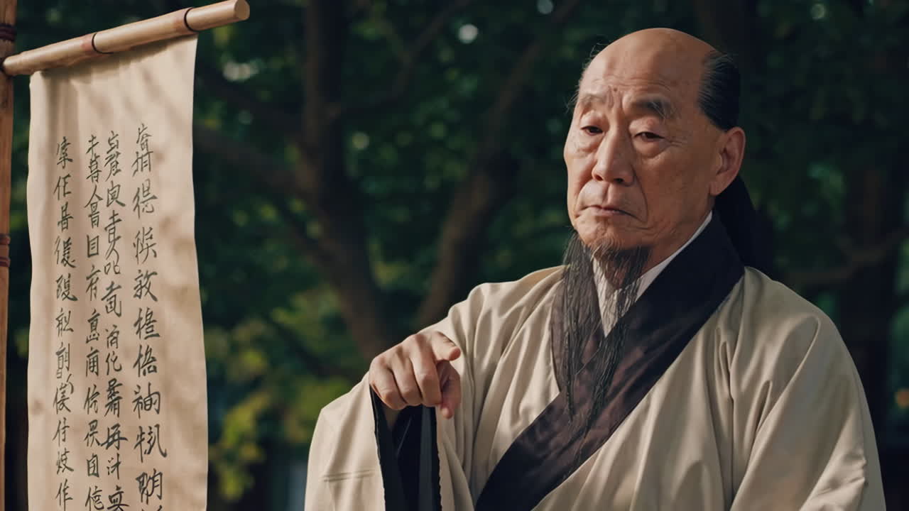 Ancient Chinese Scholarly Gathering Under Cherry Blossoms