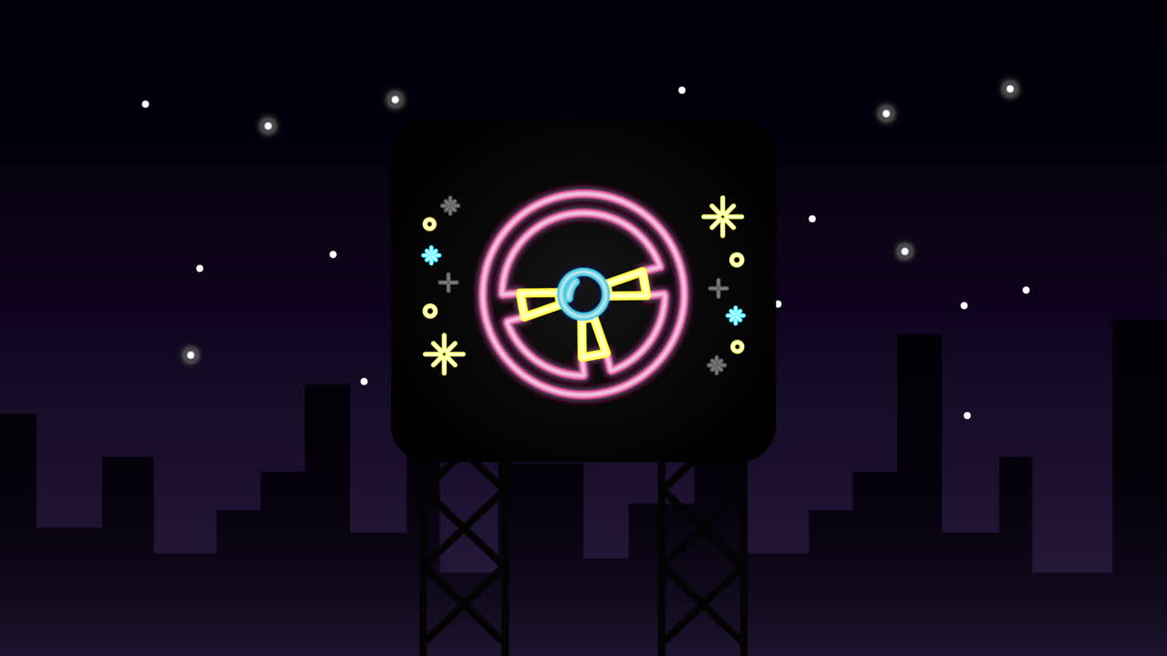 네온 조명과 함께 벽 비디오 게임 자동차 바 제어