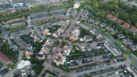 aerial of a beautiful middle class neighborhood in a small town