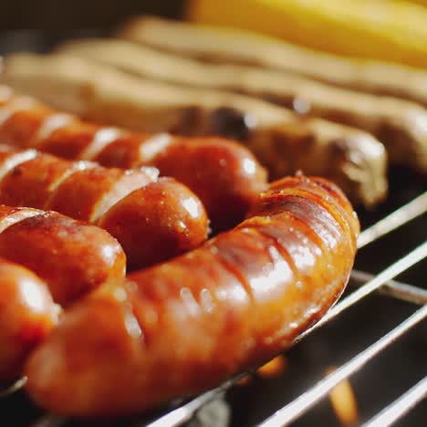 sausages grilling over the flames