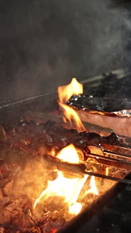 grilled meat skewers on barbecue